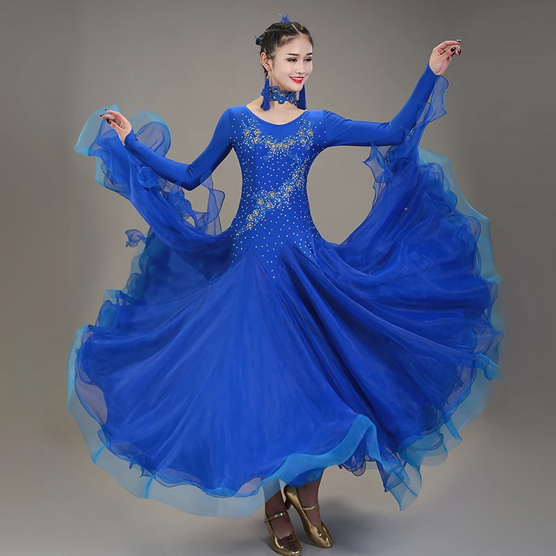 2025 فساتين رقص نسائية أنيقة جديدة فستان رقص الفالس ملابس المنافسة القياسية الراقية الأداء الحديث أزياء النساء