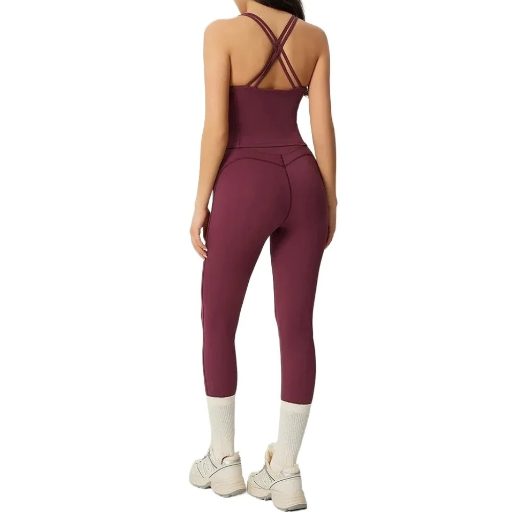 

Комплект из 2 предметов: спортивный костюм для йоги и фитнеса для женщин, комплект для бега с эффектом пуш-ап, спортивный бюстгальтер и леггинсы с высокой талией, комплект для спортзала