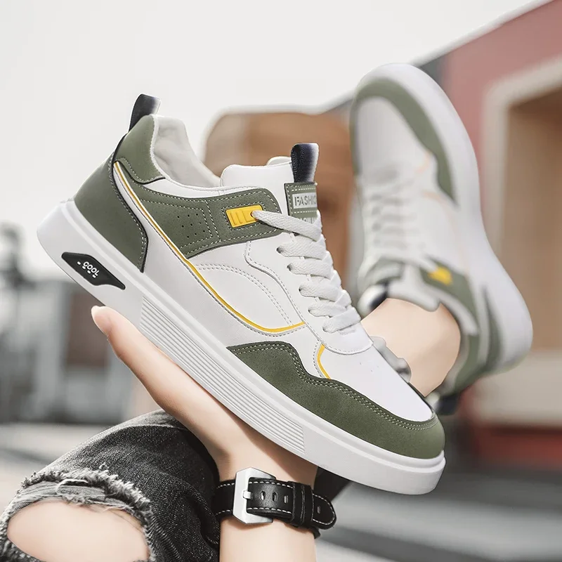 New High Quality Men's Shoes Stylish and Comfortable Sneakers Lace-Up Flats Men Non-Slip Leather Casual Shoes Zapatos De Hombre image 4