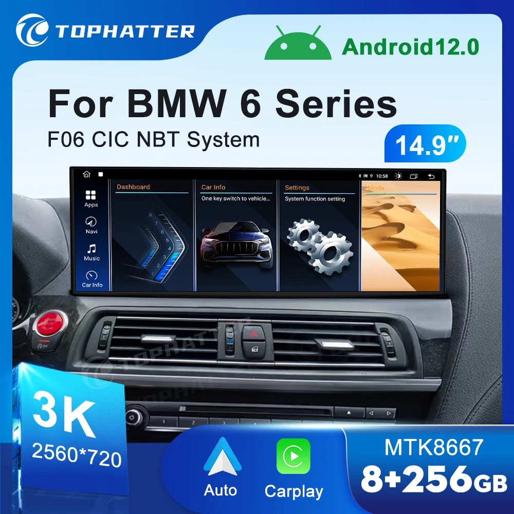 

14.9'' Автомобильное радио для BMW 6 серии F06 F12 CIC NBT стерео система беспроводной CarPlay Android Auto мультимедийный плеер экран головное устройство