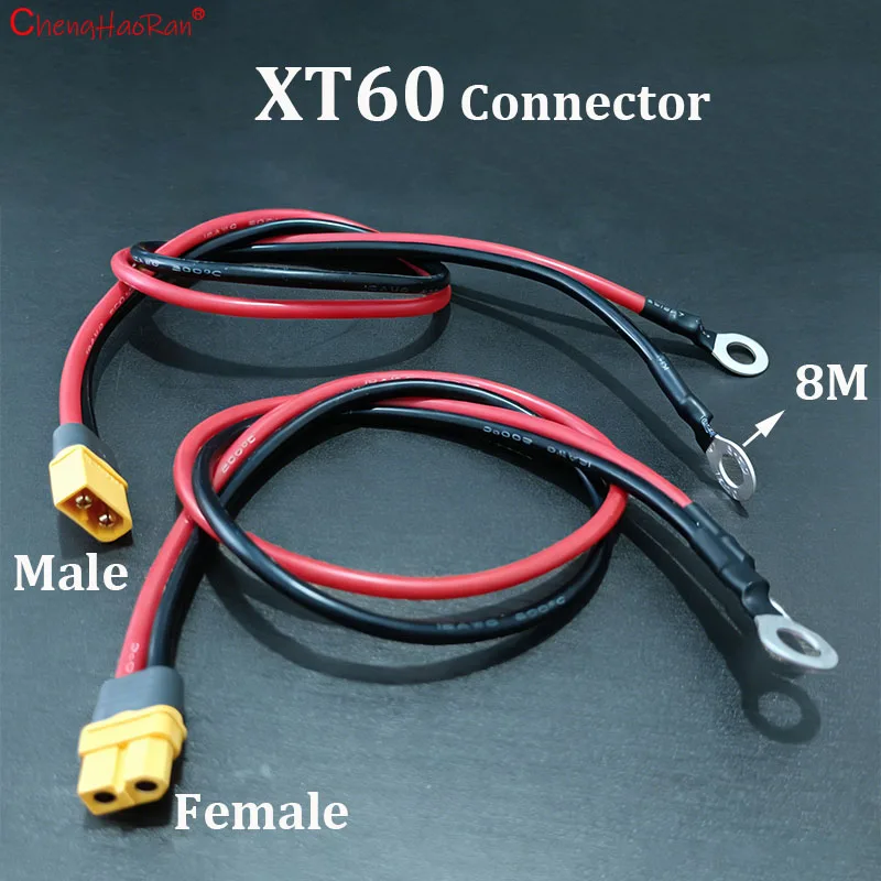 

ChengHaoRan 1PC 50cm Copper Gold Plated XT60 To 8mm O-ring Terminal 12AWG Male Female Soft Silicone Wire for RC Lipo Battery
