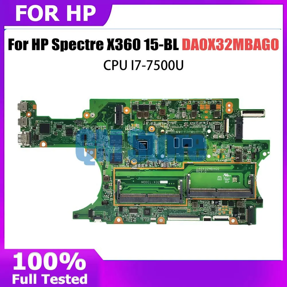 

DA0X32MBAG0 Notebook Mainboard For HP Spectre X360 15-BL Laptop Motherboard i7-7500U CPU DDR4 940MX V2G 911083-001 911083-601