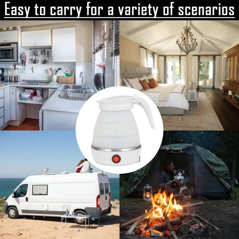 B47B-Quick Heating, Auto Shut-Off, Portable Silicone Electric Kettle For Travel-Collapsible, 0.6L UK Plug