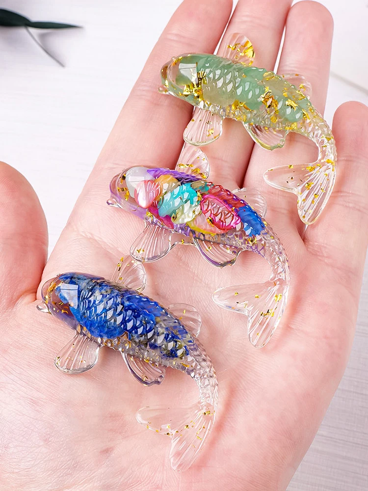 AliExpress NONE Crystal Stone Gravel Lucky Koi Fish Figurine Resin Mini Quartz Fancy Carp Statue Home Decor Desk Ornament Gift