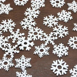 (50 Pieces) 35mm Christmas Tree Pendant Family Party New Year Wedding Decoration White Mixed Shape Wooden Snowflake