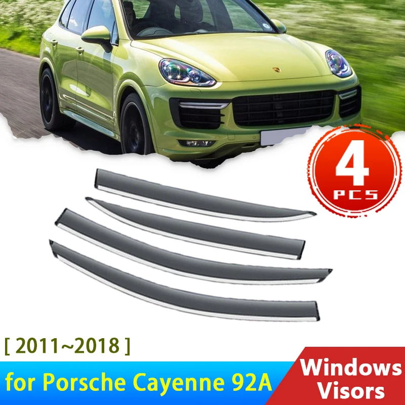 

Car Window Visors for Porsche Cayenne 92A 2011~2018 2017 2016 Accessories Electroplated Deflectors Rain Eyebrow Guards Sun Visor