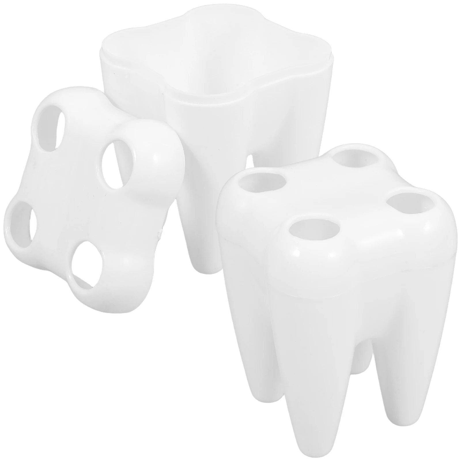 

2pcs Teeth Shaped Toothbrush Holder Creative Cartoon Bathroom Countertop Organizer Storage Solution Modern Decor Kids