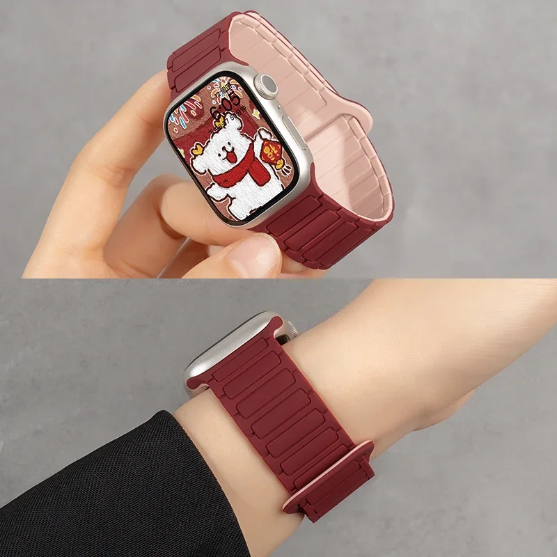 Silikonarmband für Apple Watch 46mm 42mm 49 45mm 41mm 44 40mm Magnetisches Band für IWatch Ultra 4/3/2 Series 12 11 10 9 8 7 6 SE 5 – Detail 3