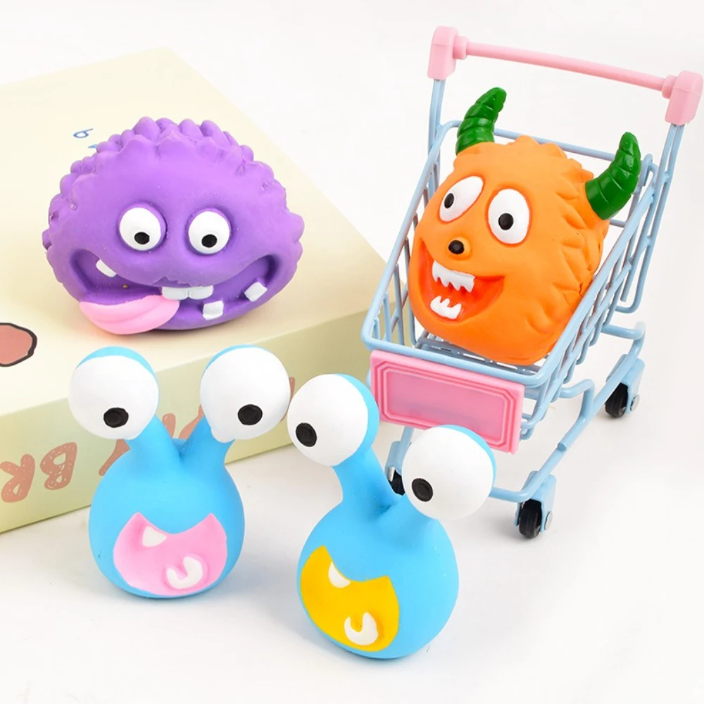 Pet Latex Toy Cartoon Alien Monster - Dog Chew Toy, Bite-Resistant, Squeaky, for Puppies Small Dogs, Teething Cleaning,