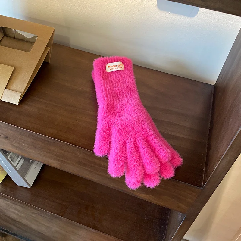 Touch Screen Wool Feeling 2024 new Girl's warm Gloves Winter Plus Fleece Full Finger Mittens Soft Writing Gloves Keep Warm