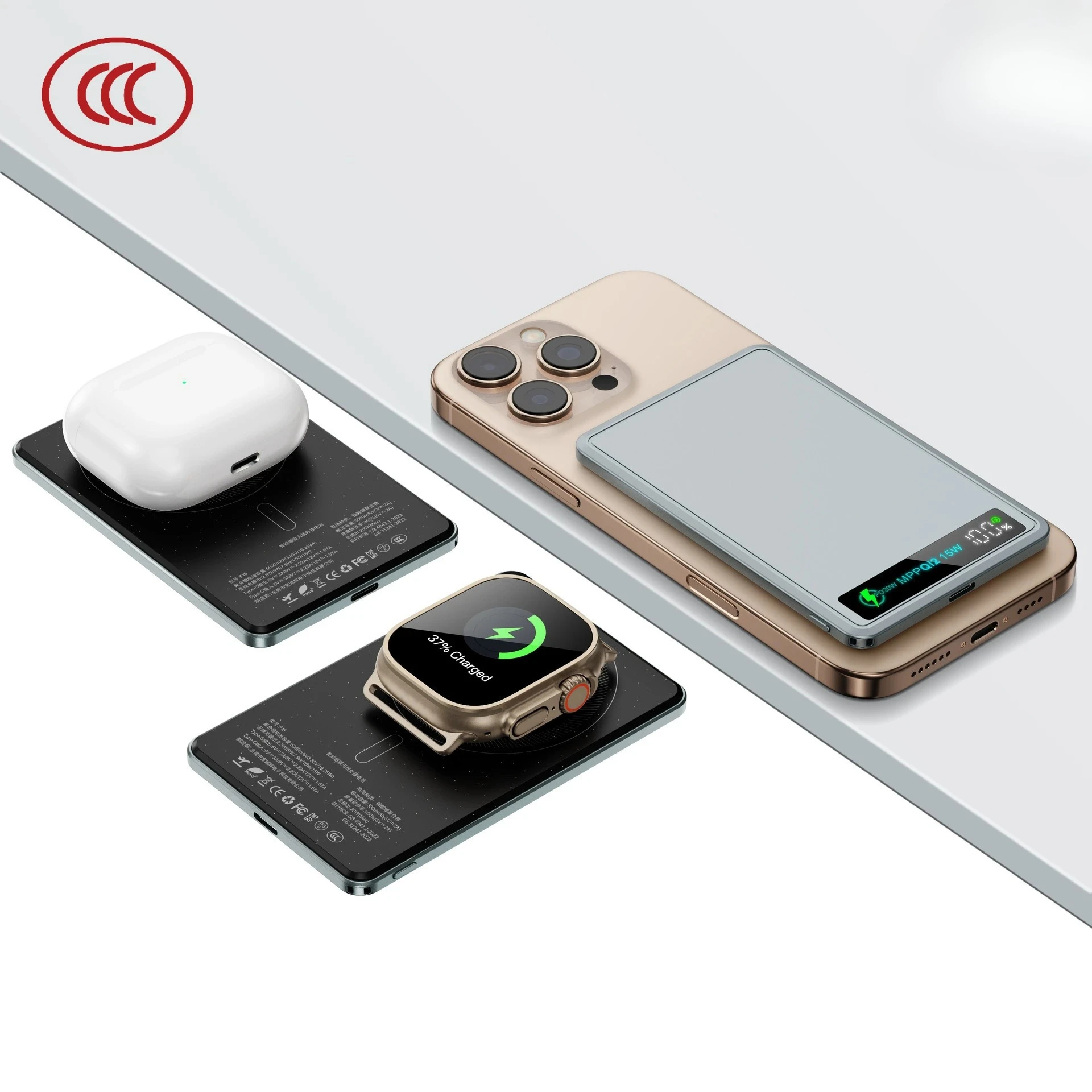

10000mAh New Slim Magnetic Wireless Power Bank 3-in-1 with Color Screen – Fast Charging External Battery for Phones F16