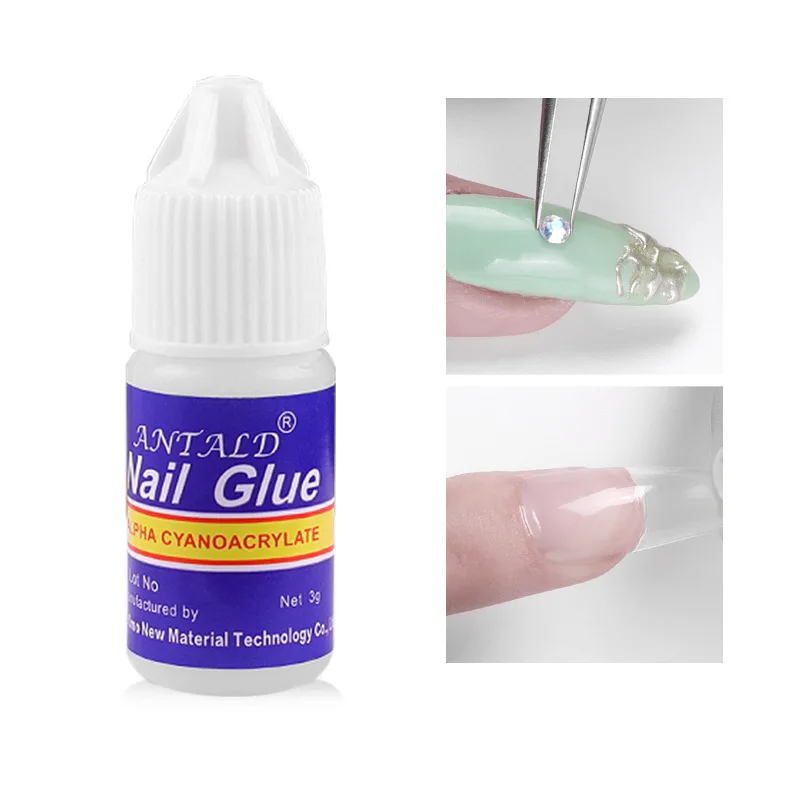 Colle à ongles acrylique N64.Clear, adhésif sans essuyage, séchage rapide pour décorations 3D, anciers de colle, biscuits à ongles, bouteille de 3g, 5 pièces