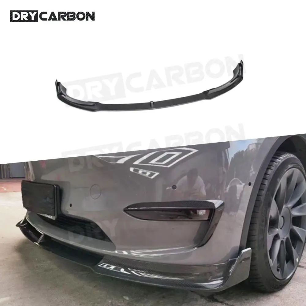 Carbon Fiber Front Bumper Lip Spoiler Diffuser Chin For Tesla Model Y FRP Front Bumper Chin Lip Spoiler BodyKit