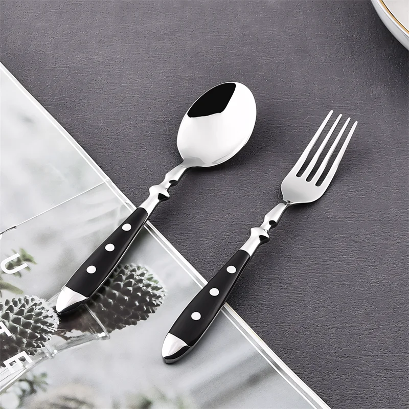 Hotel Western Cutlery Sets Stainless Steel Fork Spoon Knife Full Dish Dining Sets Tableware Pretty Wooden Handle Kitchen Utensil