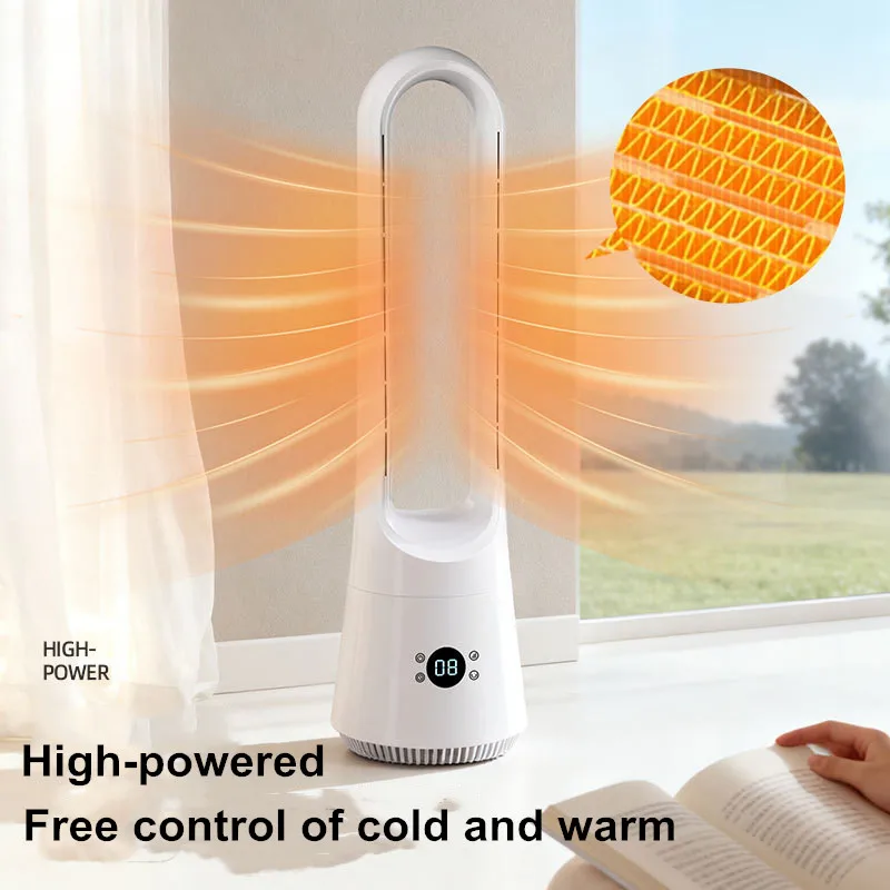 2026 New Smart Bladeless Fan with Voice Control, 2-in-1 Cooling/Heating Tower Fan for Home/Office All-season Smart Fan With Time