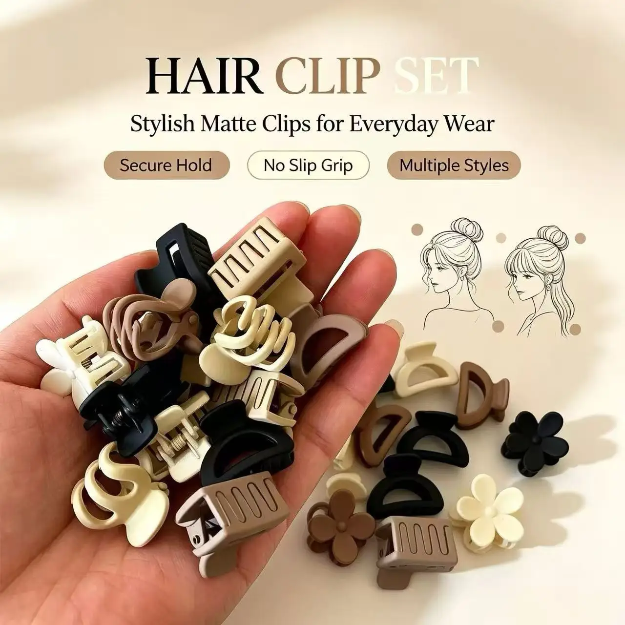 10/20/30pcs Beige Mixed Pack Small Clips, Cute Girl Accessories - Perfect for Daily Use, Special Occasions, or Travel Gifts