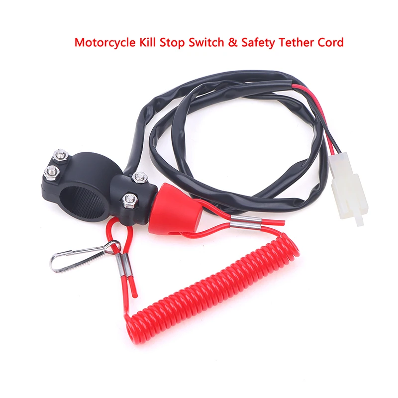 

1Pc Motorcycle Kill Stop Switch & Safety Tether Cord For 22mm Handlebar Scooter Motorcycle Universal