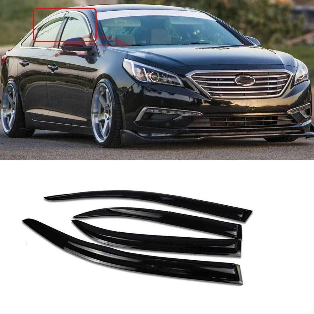 For Hyundai Sonata 2015 2016 2017 2018 2019 Side Window Vent Visor Sun Rain Deflector Guard Awnings Shelters Adhesive Cover Trim