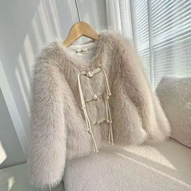 

Baby Girl Fur Coat Autumn and Winter 2026 New Stylish Children's Thick Pearl Fur Jacket 90-150cm