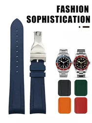 Original Silicone Watch Strap for Tudor Black Bay Bronze Small Red Flower Series Waterproof Breathable Watchbands 22mm