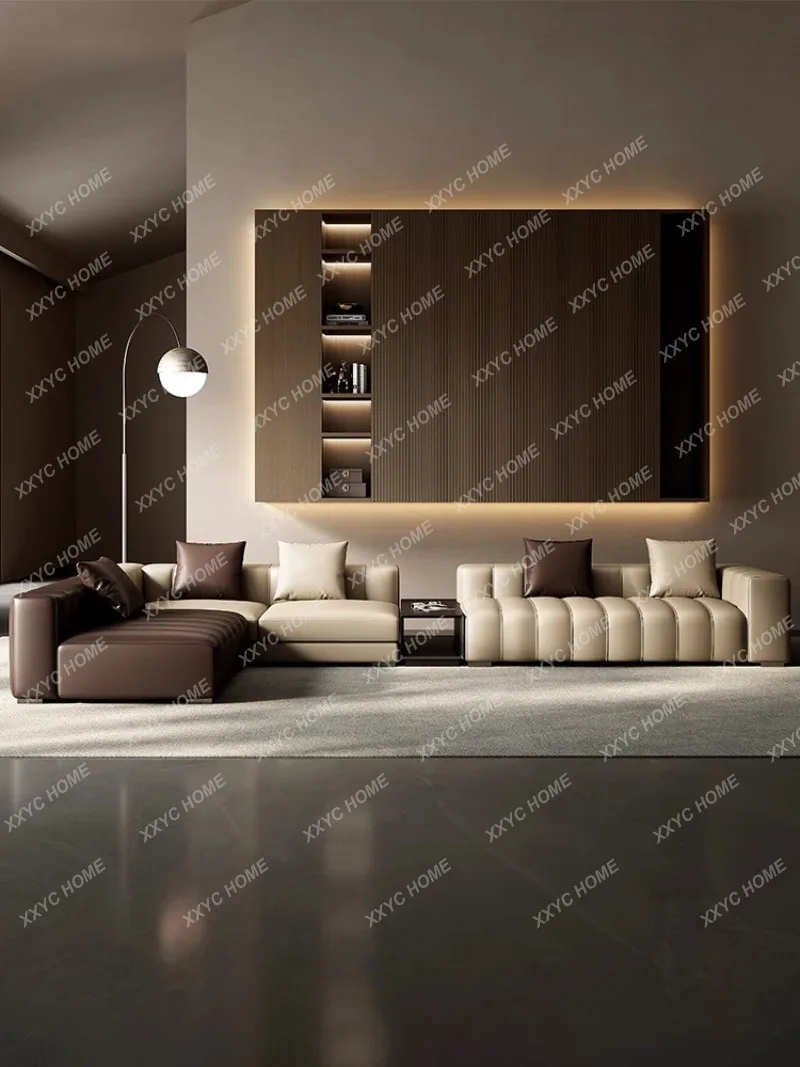 AA  minimalist minotii piano keys leather first layer cowhide living room villa large apartment master