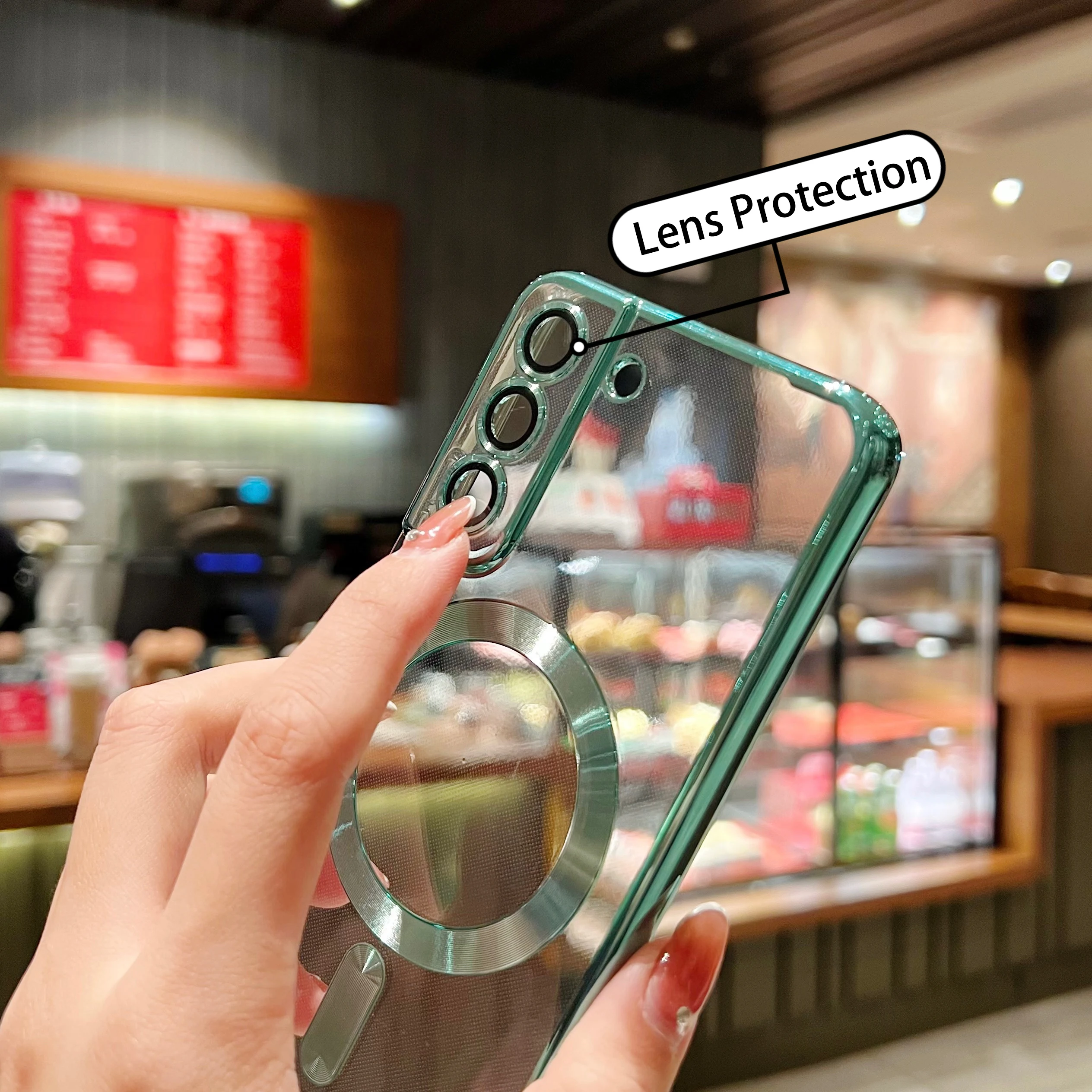 Luxury Plating Clear Magnetic For Magsafe Wireless Charge Case For Samsung Galaxy S20 S21 S22 S23 S24 Ultra Plus Silicone Cover image 3