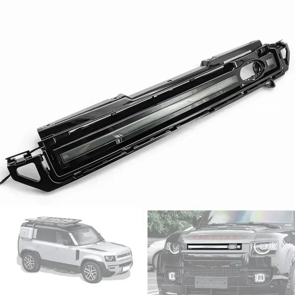 New！Car Ventilation Grille Front Bumper Grill Mesh with Led Dynamic Lights for Land Rover Defender 90 110 2020 +