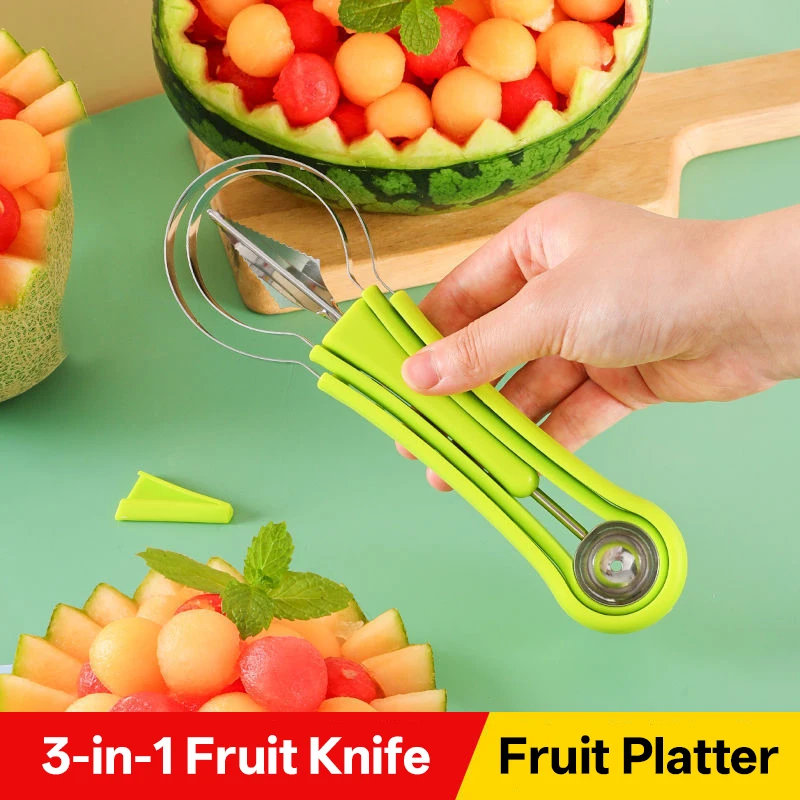 

Watermelon Slicer Cutter Scoop Fruit Carving Knife Cutter Fruit Platter Fruit Dig Pulp Separator Kitchen Home Gadgets Tools