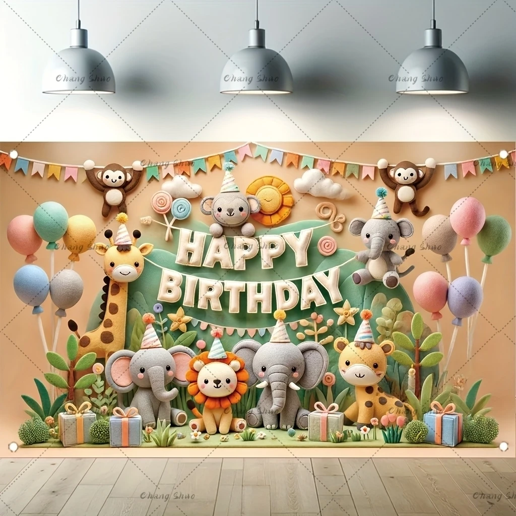 Jungle Animal Safari Party Background Backdrop Wild One 1st Happy Birthday Party Decoration Newborn Baby Shower Photo Background