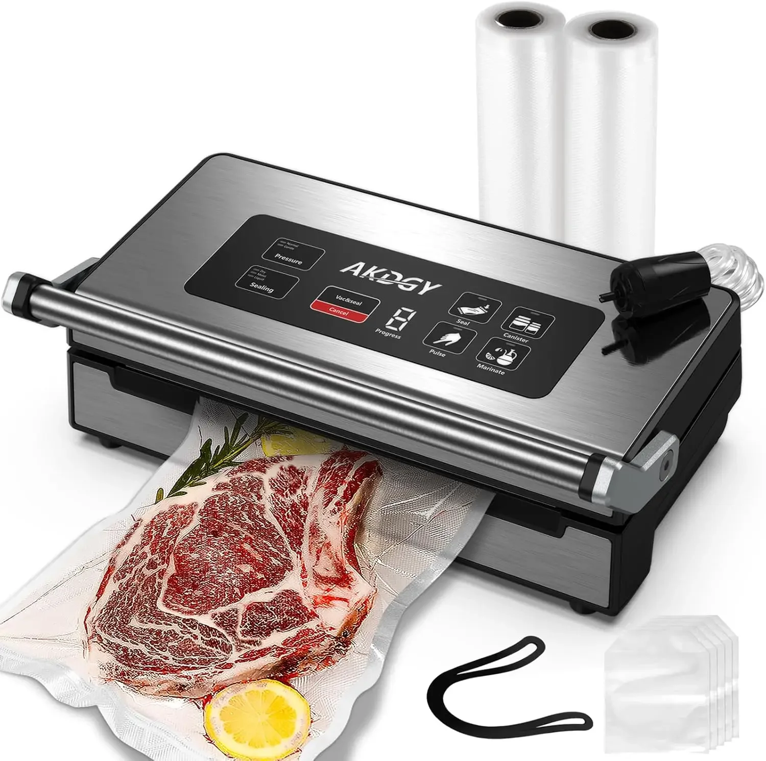 Vacuum Sealer, Stainless Steel Vacuum Sealer Machine for Food with Double Heat Seal & Double Pump, Food Sealer Dry/Moist/Liquid