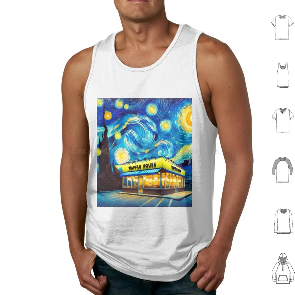 Waffle House Van Gogh Tank Tops Vest Sleeveless Waffle House Van Gogh Humorous Artistic Starry Night