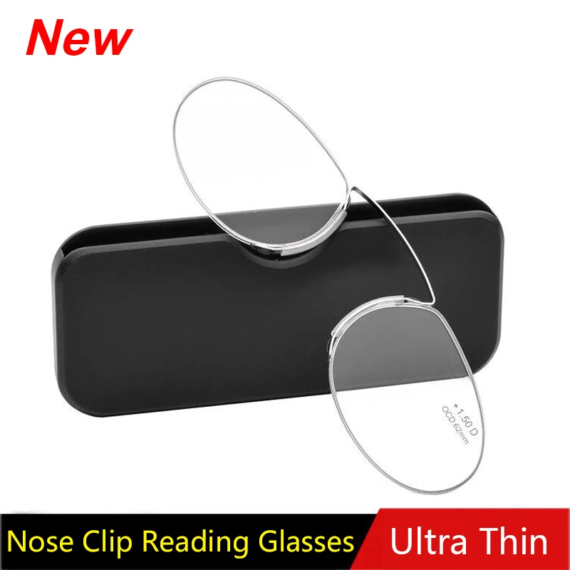 

Mini Ultra Thin Clip Nose Reading Glasses Men Women Ultra-light Portable Compact Computer Eyeglasses Diopter +100 To +300