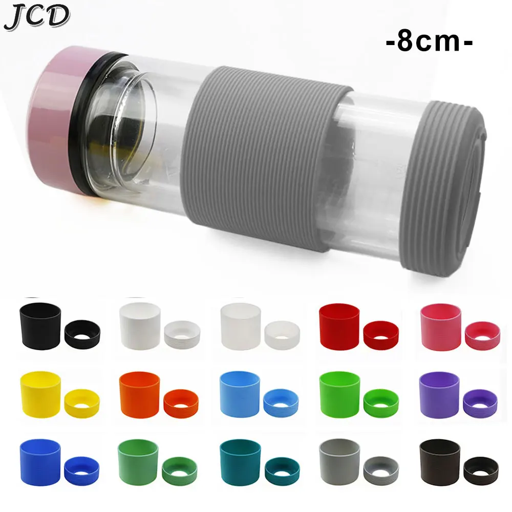 JCD 8cm 1Set Threaded Silicone Cup Bottom Protective Cover Water Cup Cover Heat Insulated Cup Sleeve Accessories