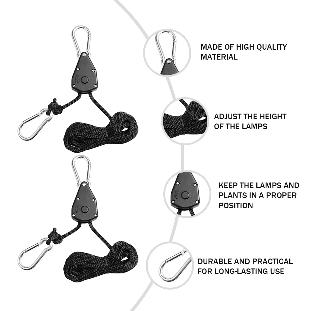 

2 Pcs Plant Light Hook Grow Lamp Hanging Ropes Lifting Metal Pulley Hanger Zinc Alloy Heavy Duty Hangers Tent