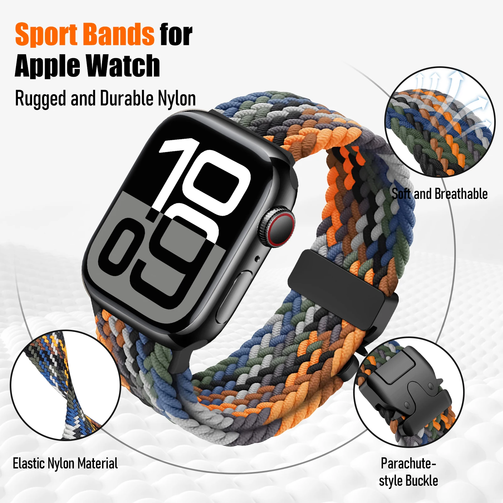 Braided Band For Apple Watch Straps 40 mm 44mm 46mm 42mm 49mm 45mm 41mm Parachute Bracelet IWatch Series 10 SE 9 8 7 6 3 Ultra 2 image 3