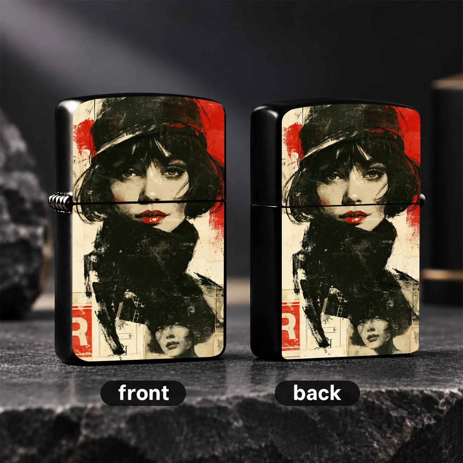 Vintage Art Lady Printed Pocket Lighter, Retro Stylish Artistic Portable Daily Carry Item, Ideal for Commute, Trip, Gathering Scenarios, Thoughtful Exquisite Gift Pick for Your Friends and Hobby  A Humorous And Interesting Lighter