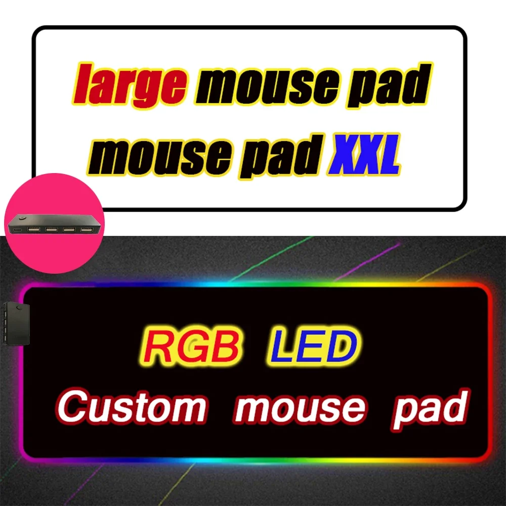 

Customized RGB Black Glowing Mouse Pad USB Hub Mouse Pad Four USB Docking Dock Typec Interface Multi-interface Mousepad Desk Mat