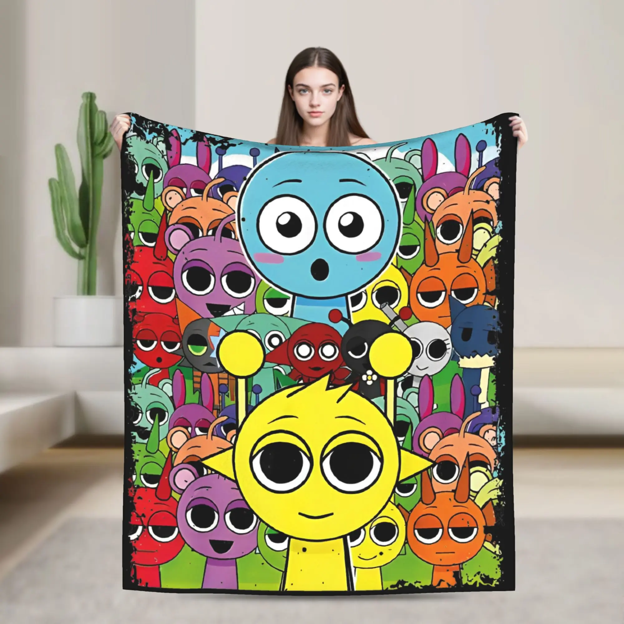 

Одеяло Sprunki Team с забавными играми, фланелевое забавное дышащее одеяло для покрытия стула, дивана, лето