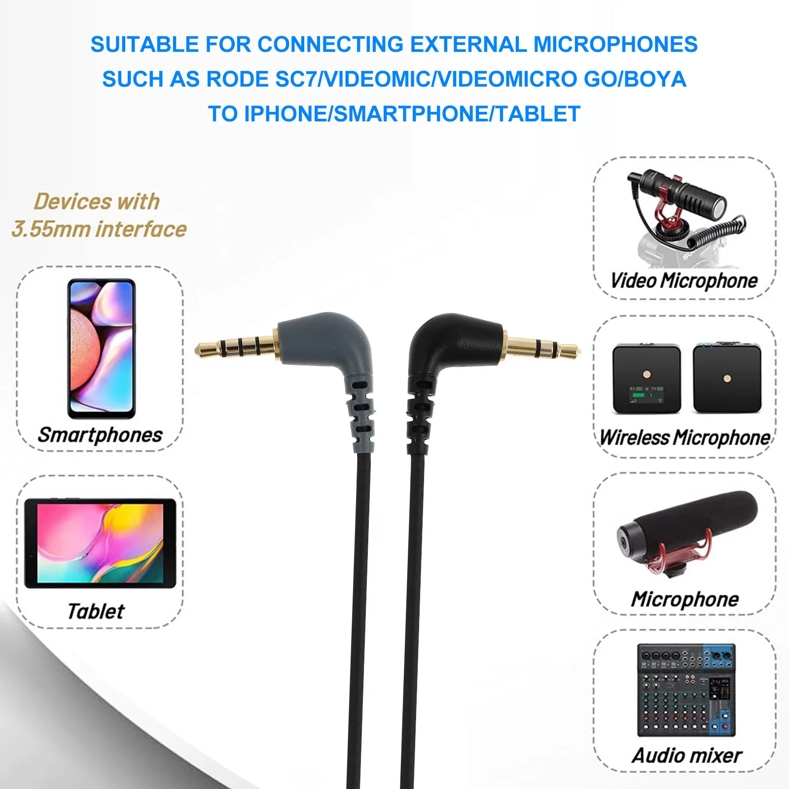 

Audio Converter Cable 3.5Mm Trs To Trrs Adapter Dual Male For Microphone Phone Camera High Fidelity Signal Transmission Golden