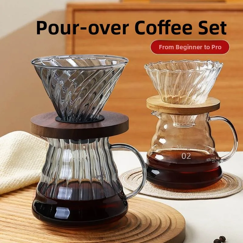 

American Sle Coffee Pot Glass Drip Coffee Filter Cup aring Set Cold Brew Cup with Sc Filter Hand-Poured Coffee Kit