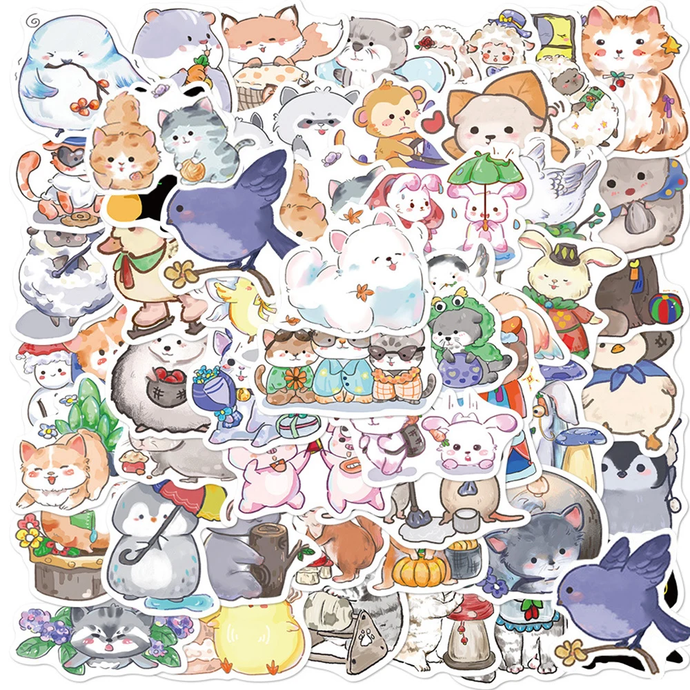 

10/30/50pcs Cartoon Hand Drawn Cat Stickers for Kids DIY Stationery Diary Phone Bike Car Cute Animal Decoration Sticker Toy Gift