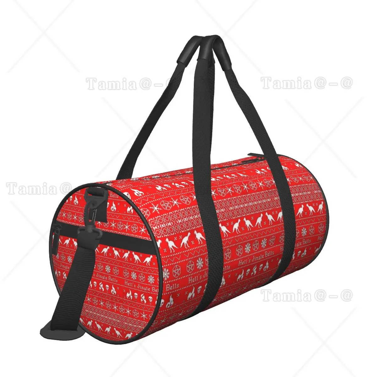 Gym Bag Dog Christmas Jingle Bells Sports Bag with Shoes Men Outdoor Design Handbag Colorful Luggage Fitness Bag