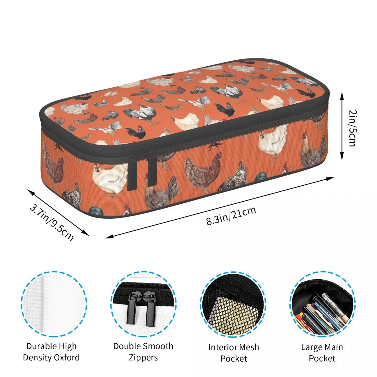 Оранжевые пеналы с рисунком курицы, Большой Вместительный футляр для ручек и карандашей, для мальчиков и девочек, школьные Канцтовары