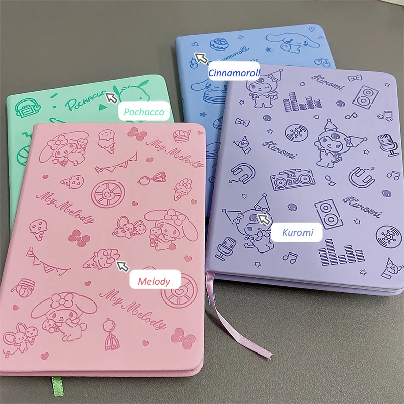 New Kawaii Sanrio Pochacco Cartoon Printed Notebook Anime Cinnamoroll My Melody Leather Hard Case Diary Book B6 Office Plan Book