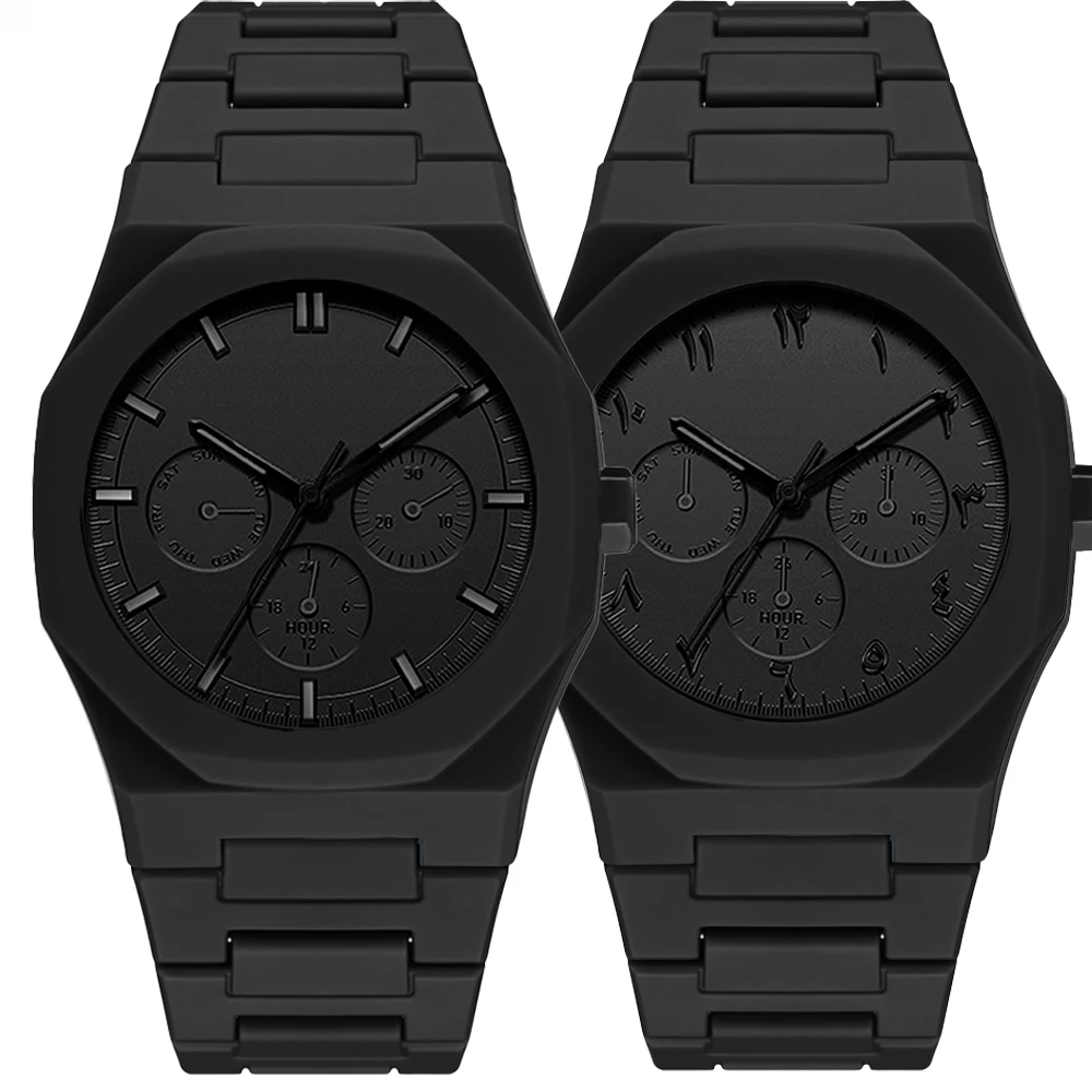 2pc/1pc Fashion handsome pointer men's watch set, classic and versatile polygonal dial men's watch, suitable for various festiva