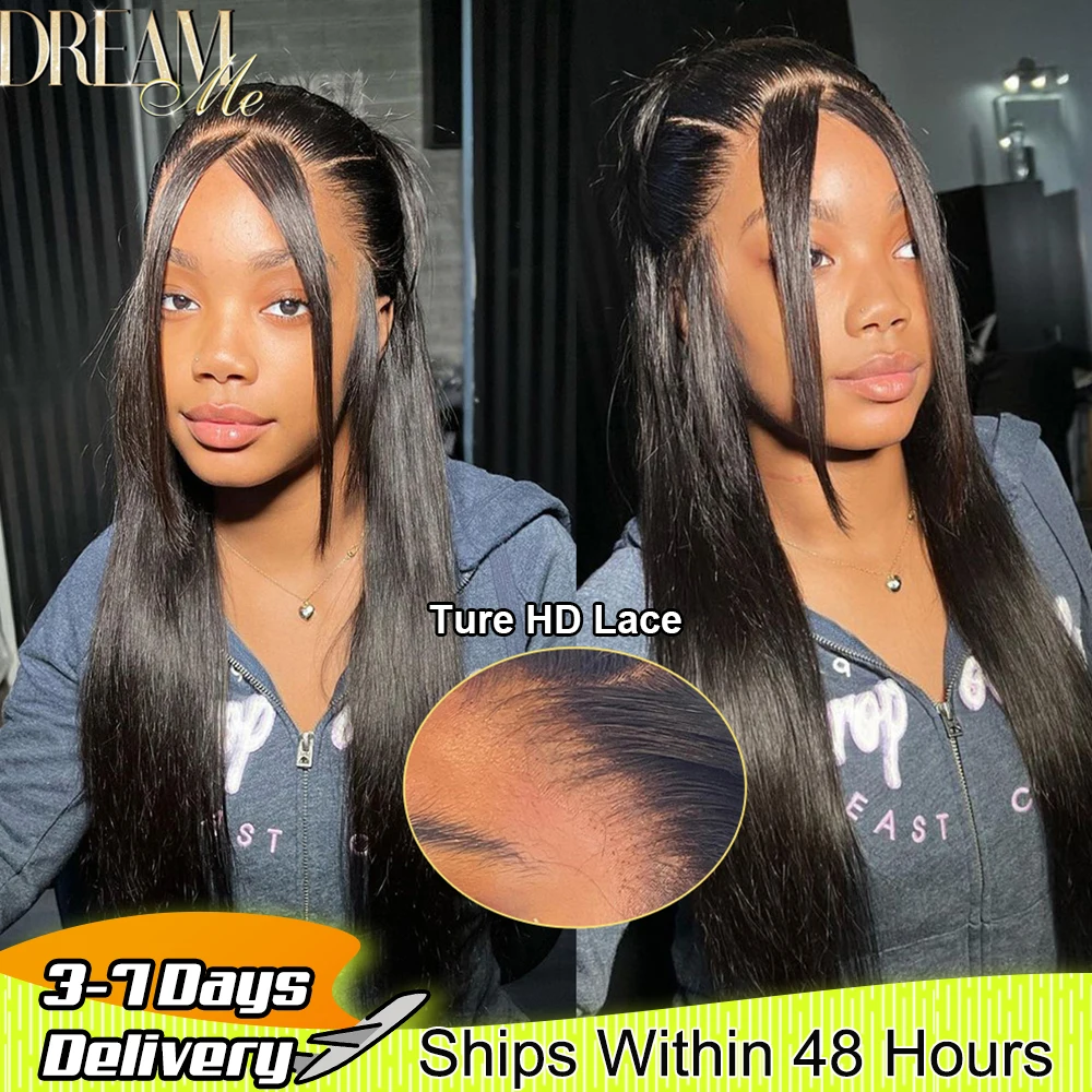 

Dream Me HD Lace 13x4 Full Frontal Wigs Human Hair Straight Hair 30 Inch Pre Plucked 250% HD Transparent 13X6 Lace Front Wigs