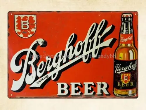 garage ideas Berghoff beer Pub Brew bar metal tin sign