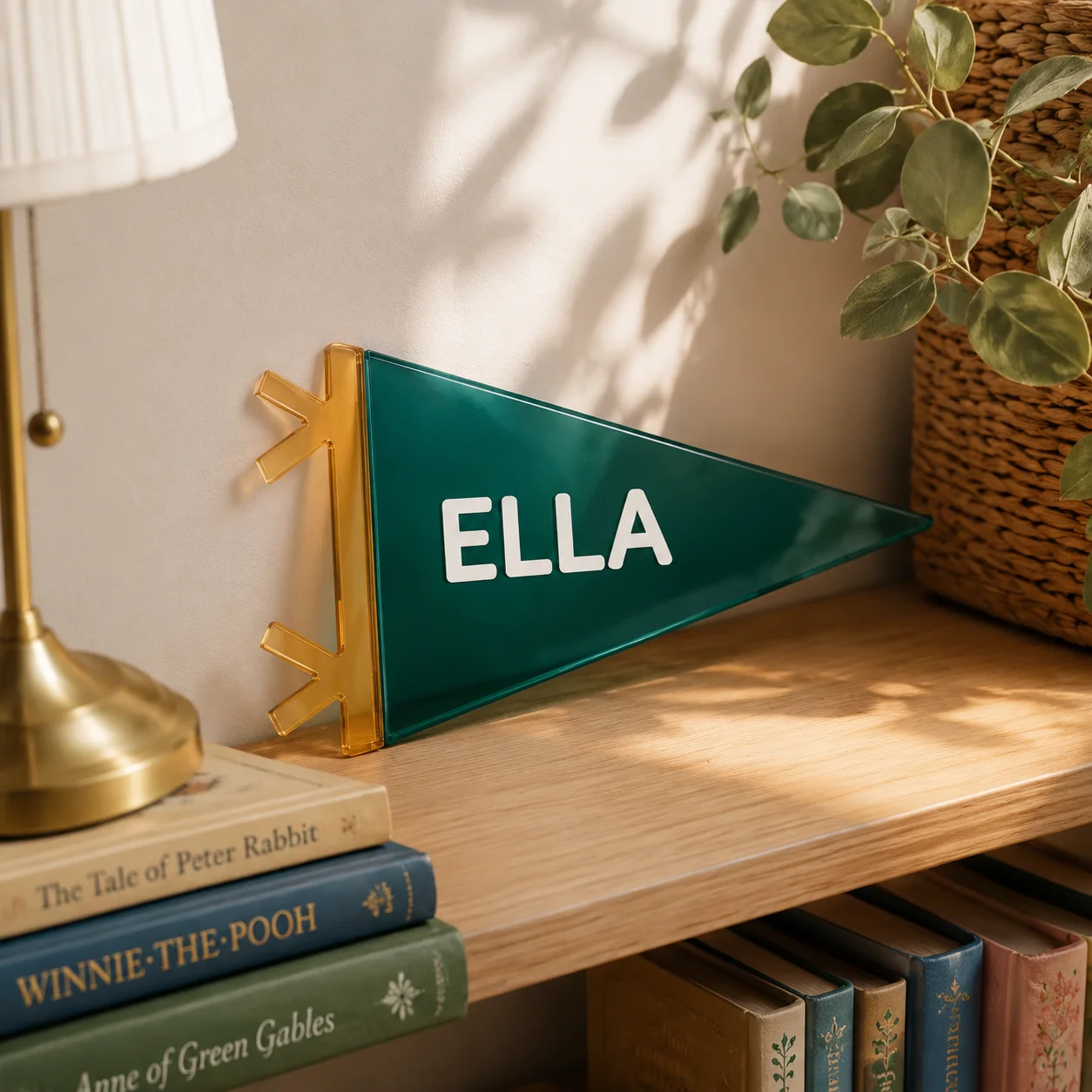 Custom Acrylic Pennant Name Sign Personalized 3D Raised Text Triangle Flag Plaque for Kids Room Nursery Wall Decor Birthday Part