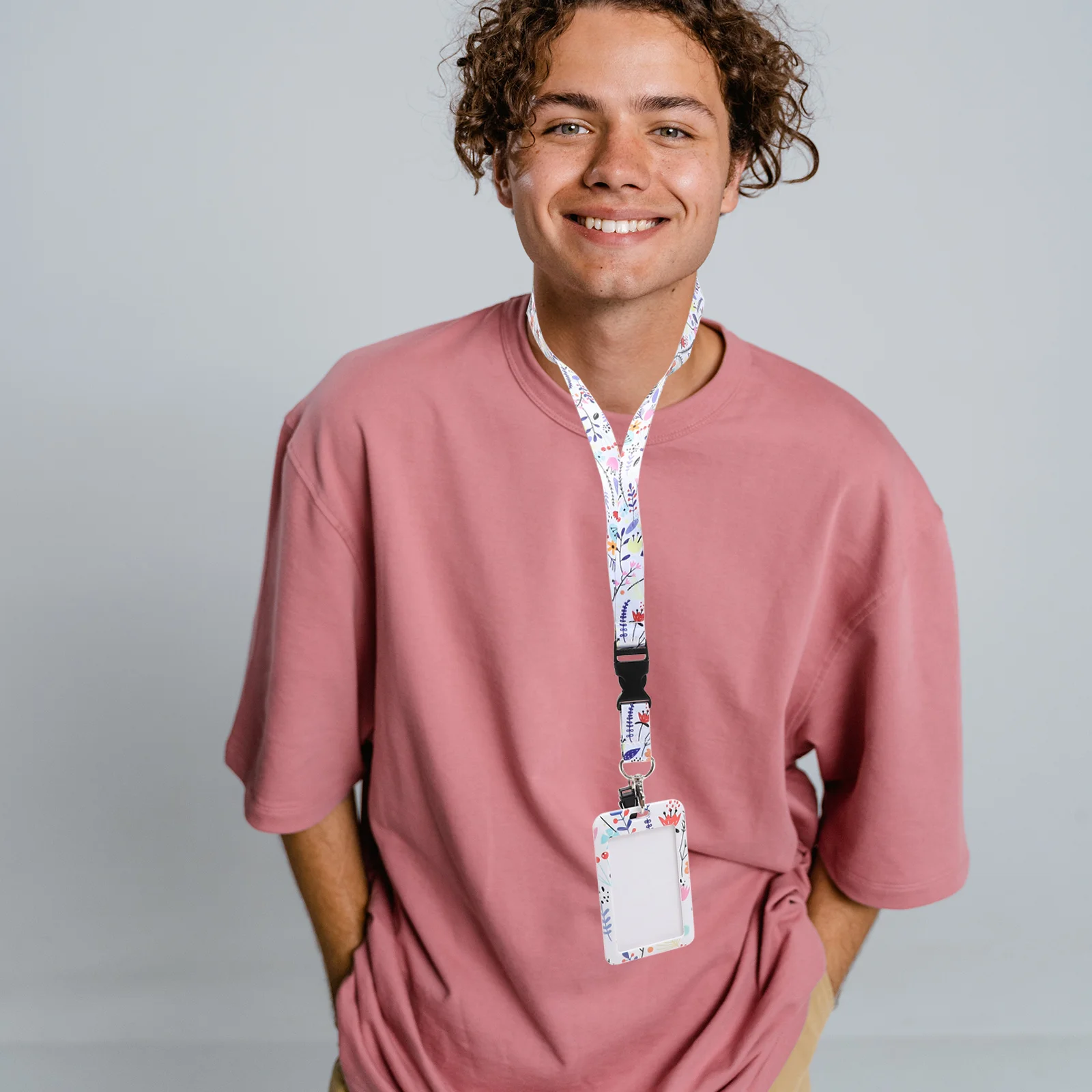 

1Set Floral Id Badge Holder with Detachable Lanyard Long-Lasting Card Sleeve for Teachers Students Id Badge Holder