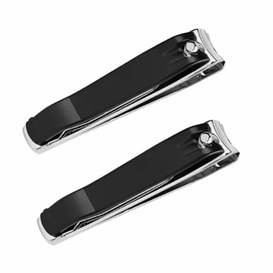2PCS Nail Clippers Set, Fingernail and Toenail Clipper Cutters with File Stainless Steel Sharp and Curved Blade Black